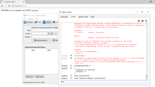 Test net bitcoin core