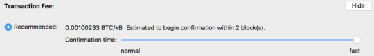 A screenshot of the slider on bitcoin-qt
