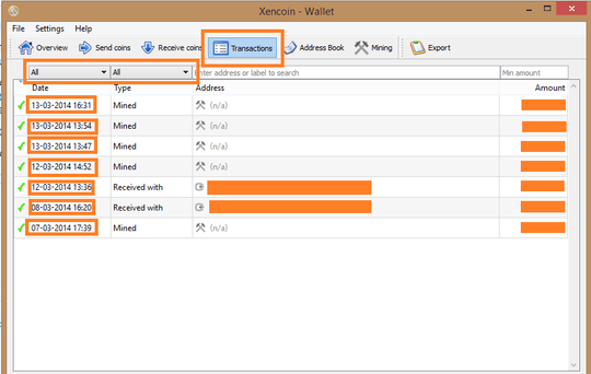 Transactions Tab: