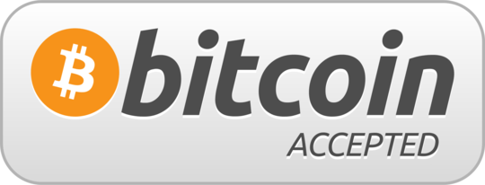 Bitcoin accepted with accepted aligned to the right