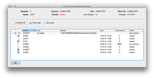 Bitcoin Core Output Selection