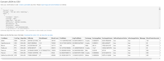 JSON to CSV in action