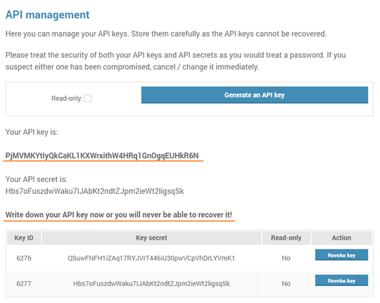 bitfinex api key
