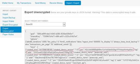 Exporting Keys on Blockchain.info