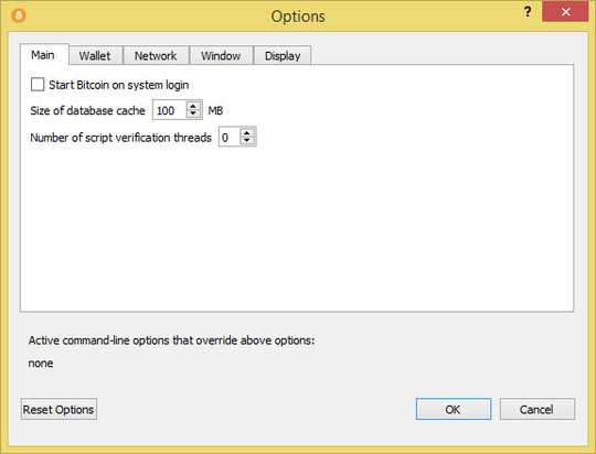Bitcoin-qt Options >Settings > Main