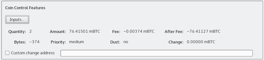 Coin Control Features screenshot