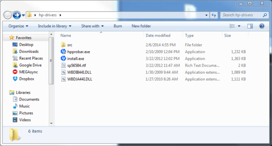 folder contents