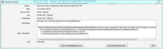 Transaction details of the receiving client