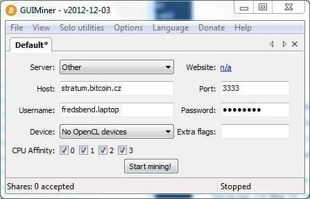 Slush Stratum server credentials GUIminer