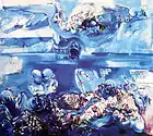 Nebih Muriqi, "Blue syphony", oil on canvas, 200 × 190&nbsp;cm, 2000