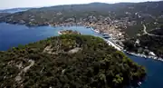 The natural port of Gaios, protected by Agios Nikolaos islet