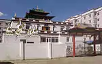 Puntsoglin Monastery, an example of Sino-Tibetan-influenced Mongolian architecture.