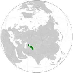 Location of Uzbekistan (green)