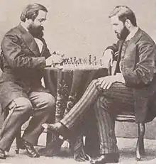 Image 31Georgian writers, Ilia Chavchavadze and Ivane Machabeli playing chess in Saint Petersburg, 1873  (from Chess in the arts)