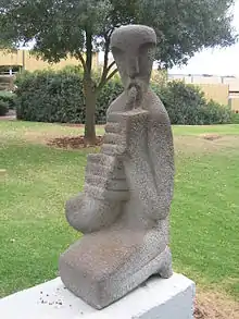 Horn player (Basalt) (1964) at the Open Museum of Tefen (Israel)