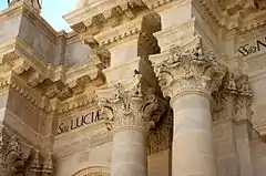 Profusion of Baroque acanthus ornament on the Cathedral of Syracuse (Sicily, Italy)