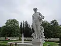 The sculpture of Actaeon in the palace garden.