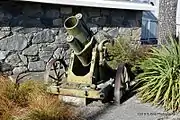 Rheinmetall 17 cm - German Medium Trench Mortar -- This gun was captured by the 12th Company ( Nelson ) 2nd Canterbury Infantry Battalion on the 2 August 1918 - It was returned to NZ in 1920  and was located at the Roxburgh War Memorial when it was unveiled in 1923- Its final resting place is in the garden next to the Roxburgh Council Building