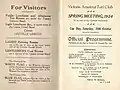 Inside cover showing raceday officials & visitor information.