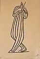 1935, Clown with Violin. Woodcut, 44.5x30.5&nbsp;cm