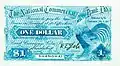 A 5 dollar banknote issued by the Shanghai branch of The National Commercial Bank in 1907.