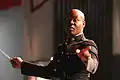 CWO3 Edward Hayes, director of the 1st Marine Division Band, conducting during  a concert at the California Maritime Academy in Vallejo.