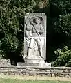 Statue of Thomas Müntzer waving a rainbow flag, Stolberg, Germany (2007)