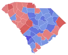 Red counties were won by Haley and blue counties were won by Sheheen