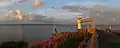 The lighthouse of Oostmahorn, with view on the Lauwersmeer