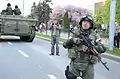 First commander of the battalion preparing to participate in Victory Parade in 2015.