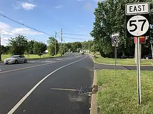 Looking east along Route 57 in Mansfield Township
