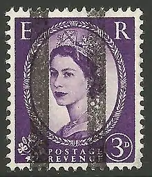 A 3d Wilding series training stamp, 1954 or later.