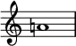 {
\override Score.TimeSignature #'stencil = ##f
\relative c'' {
\time 4/4 a!1
} }