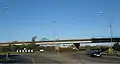 A66 elevated section in Middlesbrough with the Transporter Bridge in the background