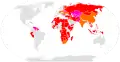 A map of current and former AK users