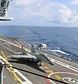 The MiG-29K provides both the fleet air defence and strike elements of the air group.