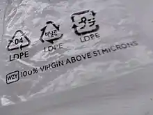 A Ziploc bag made from LDPE