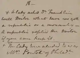 Handwritten journal entry by James McHenry