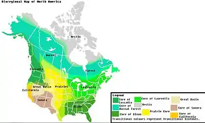 Image 29A map of the bioregions of Canada and the US. (from Ecoregion)