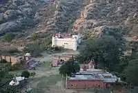 View of Dhosi Hill crater showing various structures