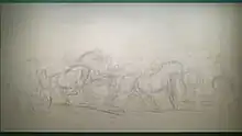 Abandoned sketch of the Horse Market, charcoal, black chalk and white chalk on canvas, 250 x 450 cm