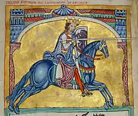Alfonso IX of León, illustration of the Tumbo A. -Romanesque illuminated manuscripts-