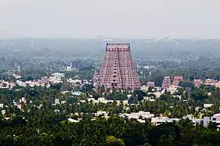 Aerial view of the Sri Ranganathaswamy Temple in Srirangam