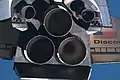Aft portion of Discovery, including the three main engines, during the RPM.