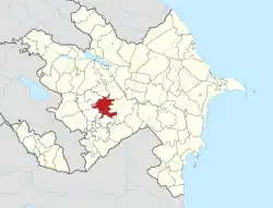 Map of Azerbaijan showing Aghdam District