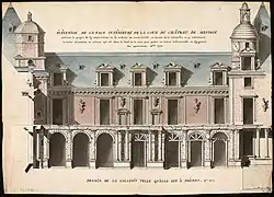 West wing of the Château-Vieux de Meudon, 1773. Drawing by architect Louis Le Dreux de La Châtre&nbsp;[fr]