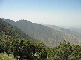 Jabal Sawda (3,000 m or 9,800 ft) located in the 'Asir subrange of the Sarat Mountains