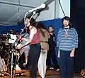 Alan Briars (right) supervising the main stage in 1991