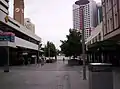Albert Street, showing the now covered area of the bus tunnel leading to the King George Square busway station