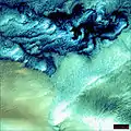 These cloud formations were seen over the western Aleutian Islands.